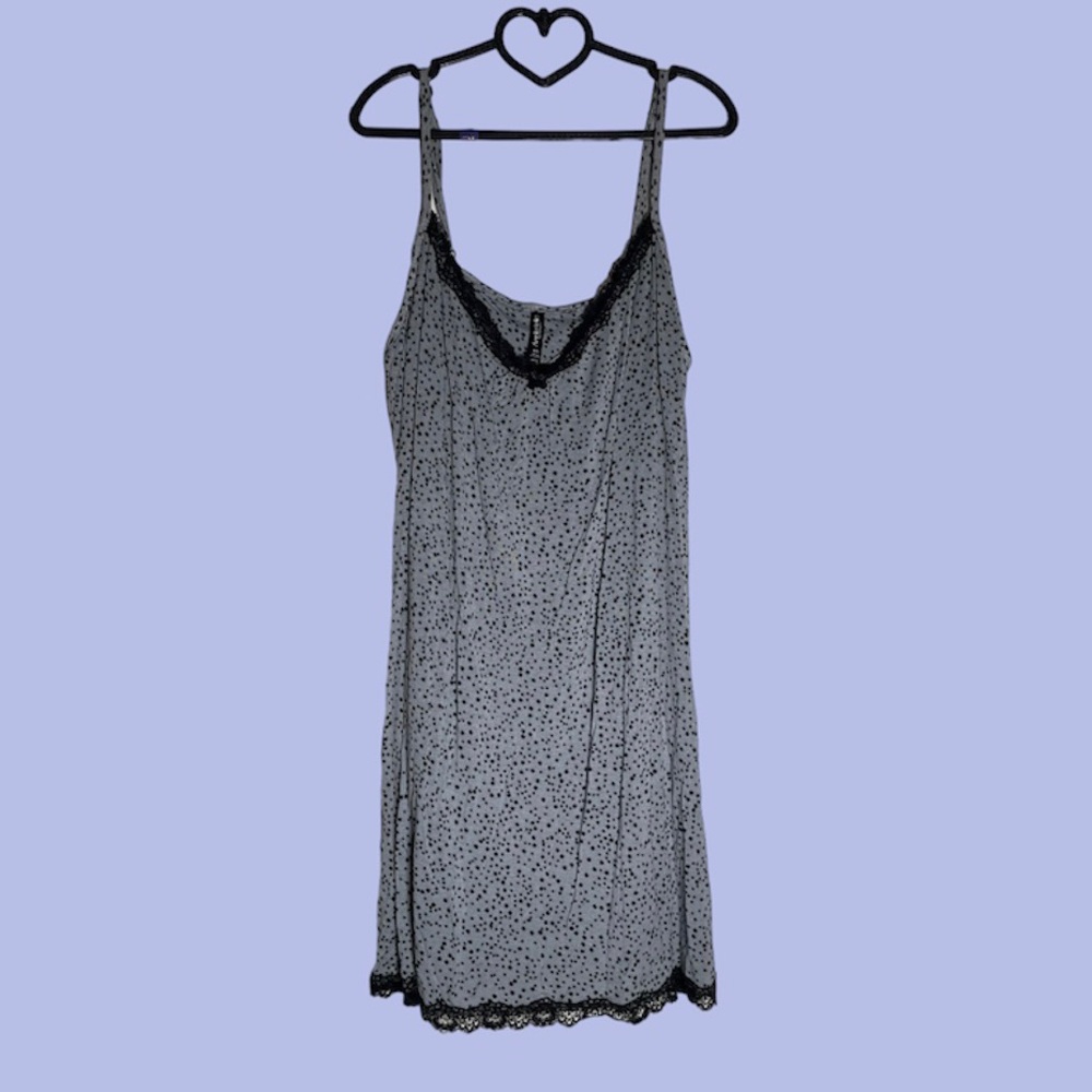 Ambrielle Sleepwear Blue and Black Polka Dot Chemise